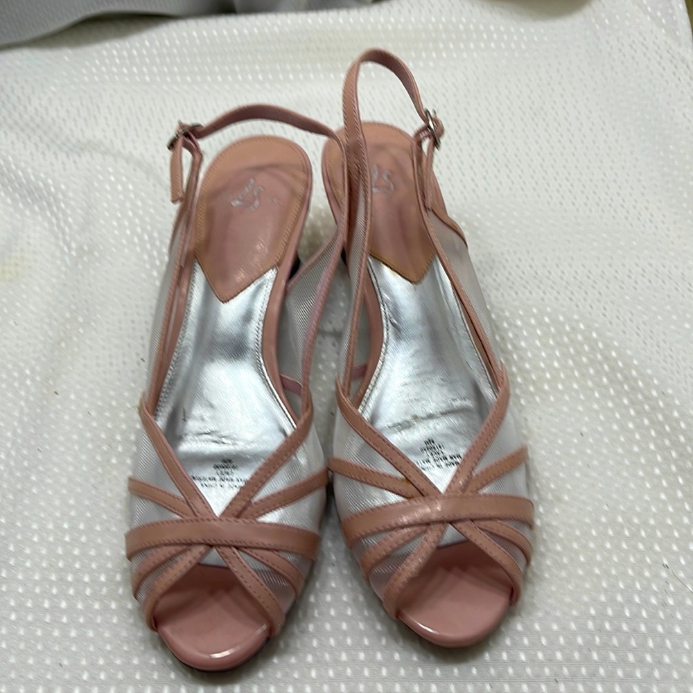 Life Stride Pink and Silver Slingback Sandals